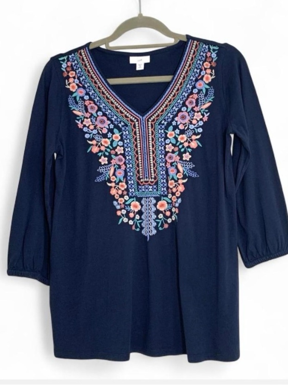 J. Jill Modal Desert Botanical Embroidered Tunic Top Women’s Sz XS Boho